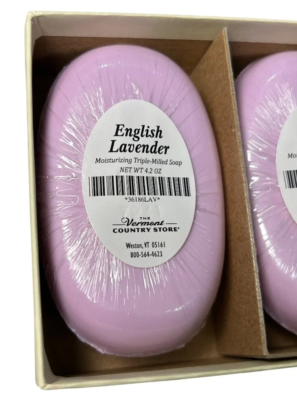NEW The Vermont Country Store English Lavender Moisturizing Soap Set Of 3 Bars